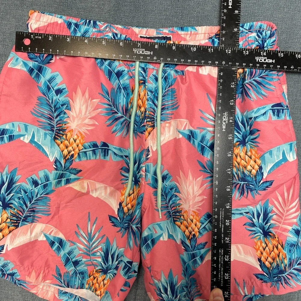 Club Room Board Shorts Mens Small Coral Pink Pineapple Palm Leaf Swimwear Beach